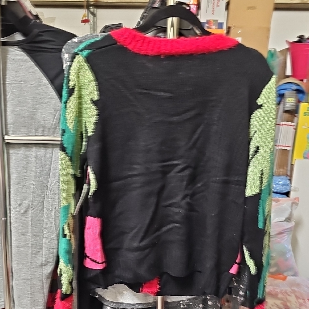 Nwt Christmas Flamingo Cardigan with Pom Poms - Picture 6 of 6